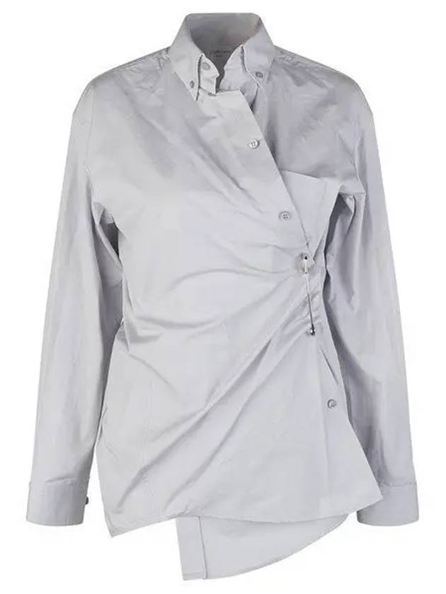 Luxury Balenciaga Trending 2026 Twist Button Cotton Shirt Grey