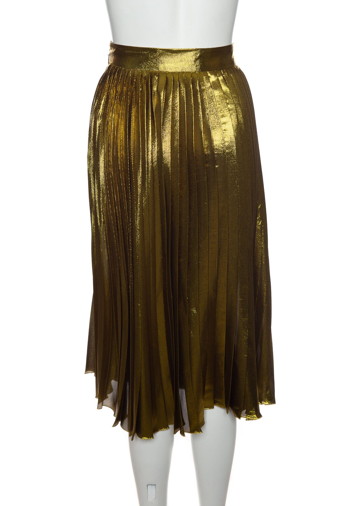 Gucci Metallic Gold Pleated Maxi Skirt SZ 38