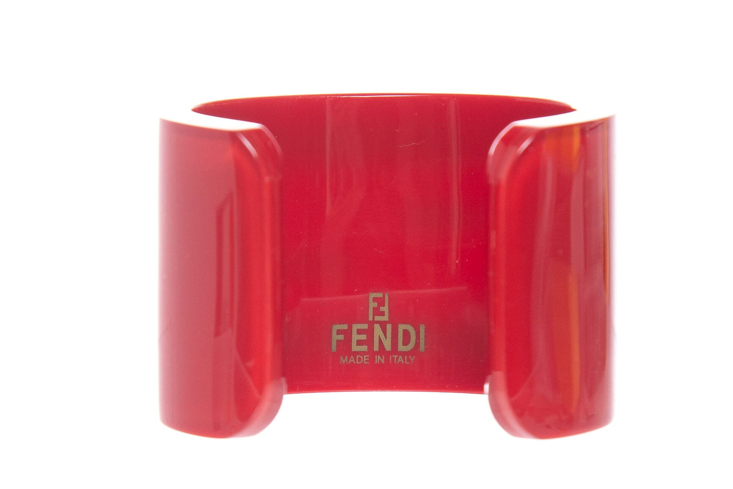 Fendi Red Resin Zucca Cuff Bracelet