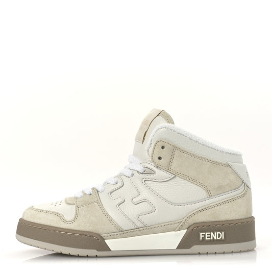 Fendi Suede Vitello Match High Top Sneakers 37 Ice White Ice Fendi White