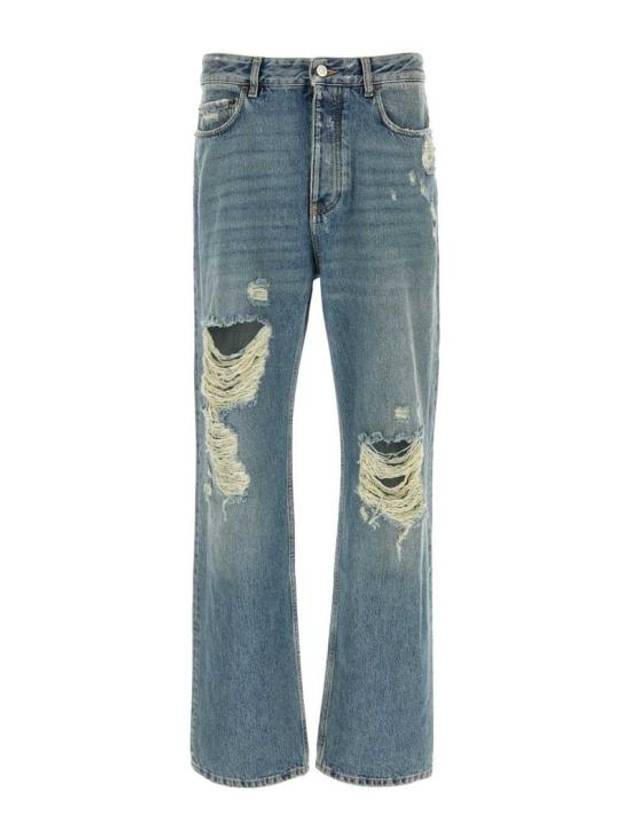 Luxury Balenciaga Trending 2026 Distressed Denim Straight Jeans Blue