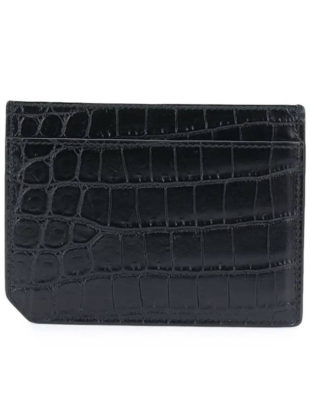 Luxury Saint Laurent Trending 2025 Crocodile Pattern Card Wallet Black