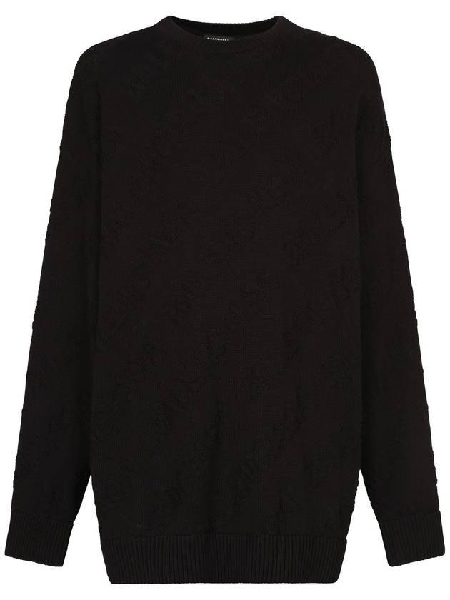 Luxury Balenciaga Trending 2026 Logo Jacquard Cotton Knit Top Black
