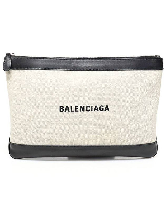 Luxury Balenciaga Trending 2026 420407 Cotton Canvas Navy Clip M Clutch