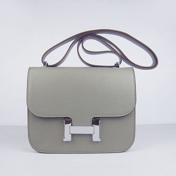Luxury Hermes Constance Cowskin Leather Bag H017 Khaki silver