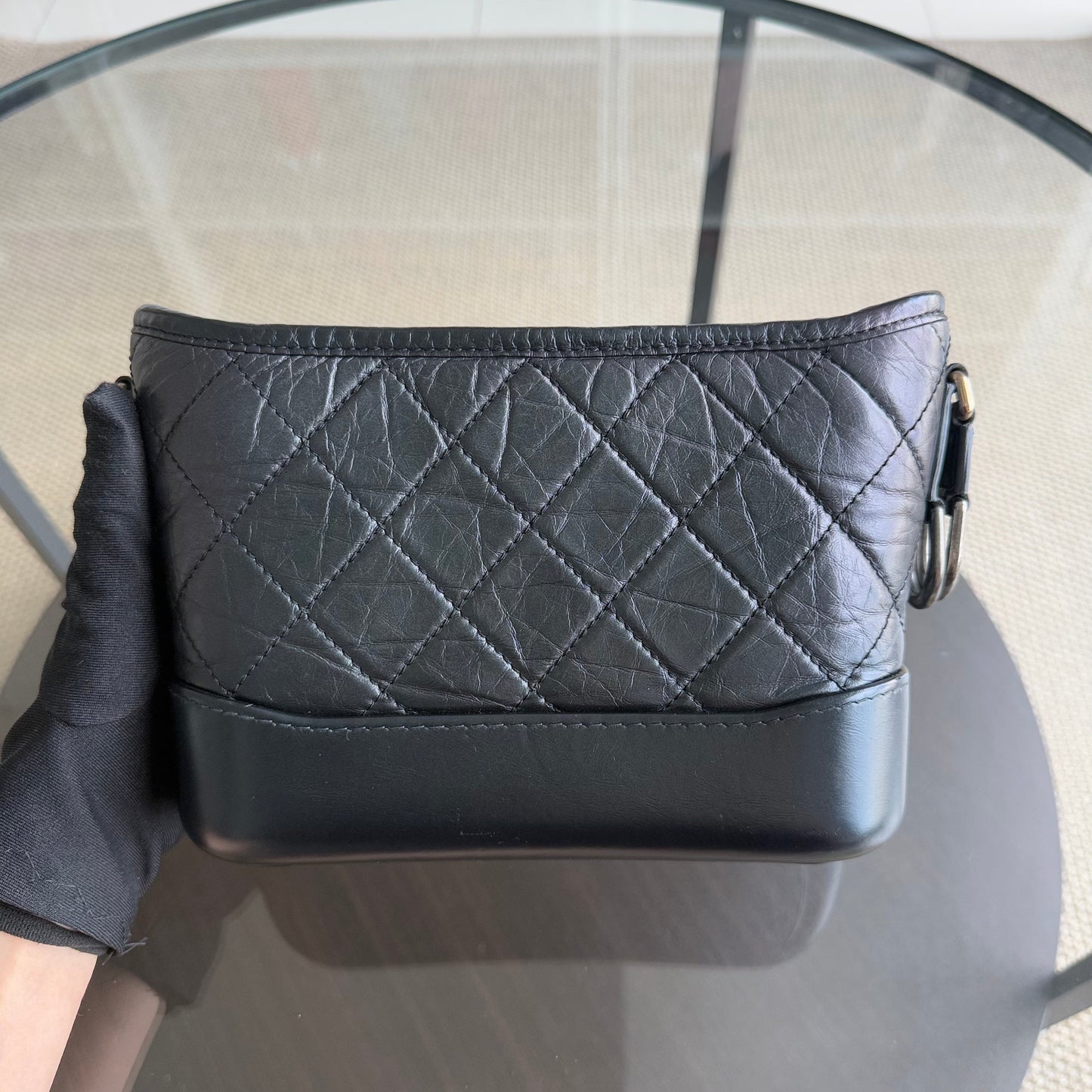 Chanel Gabrielle Small - Quilted Calfskin Black Gold Hardware