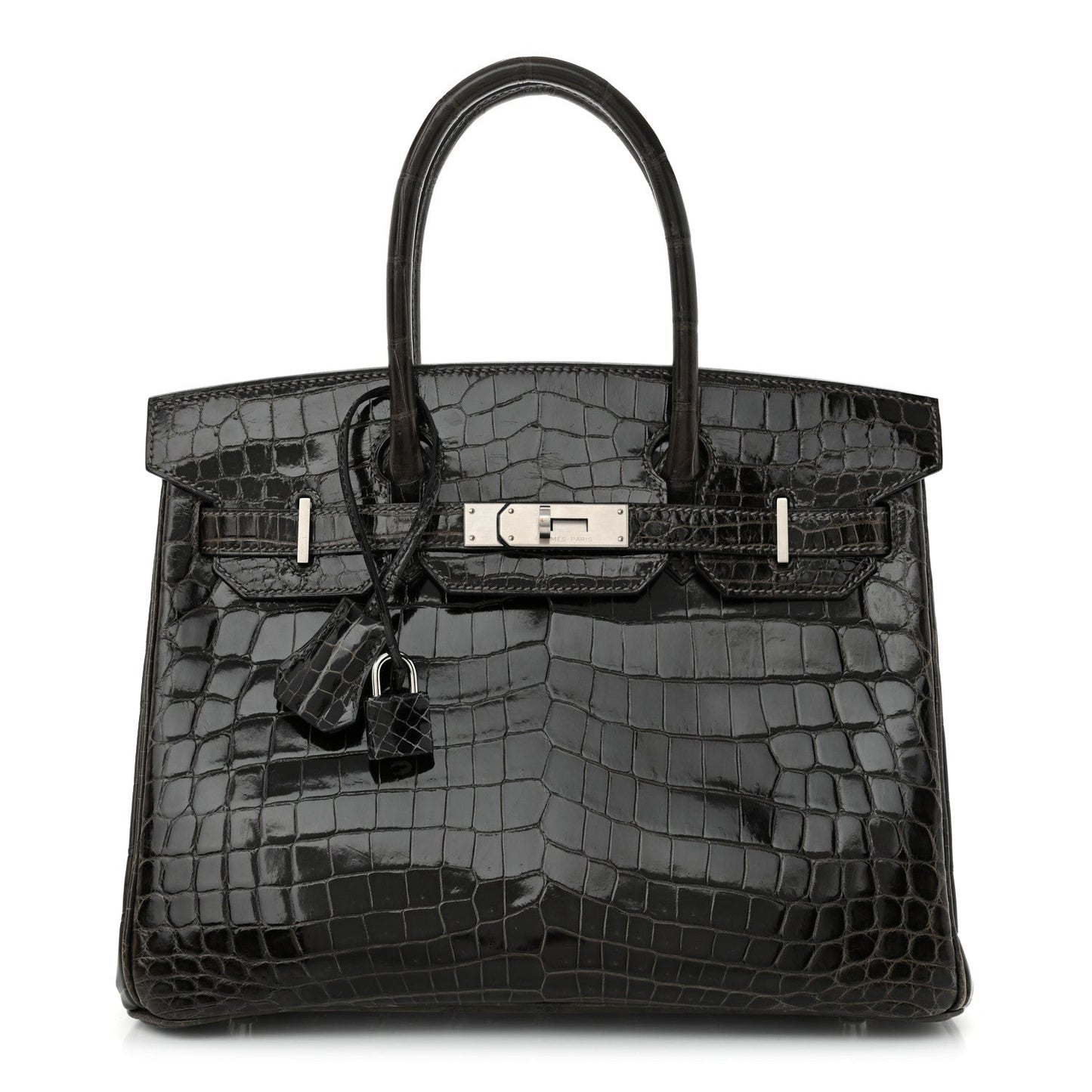 Hermes Shiny Niloticus Crocodile Horseshoe Birkin 30 Graphite
