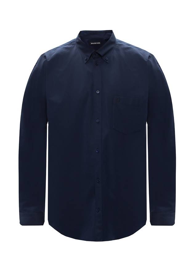 Luxury Balenciaga Trending 2026 Back Logo Long Sleeve Shirt Navy