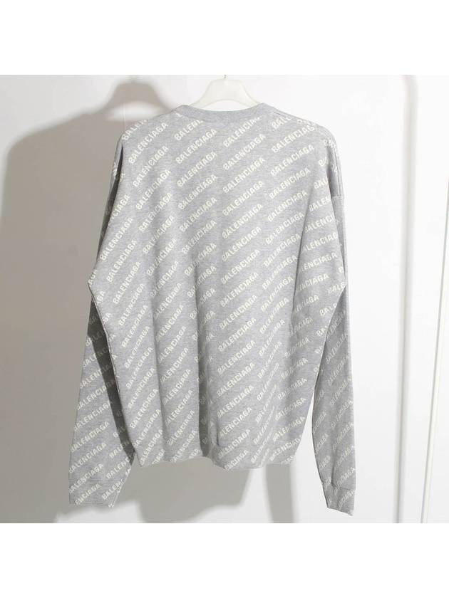 Luxury Balenciaga Trending 2026 Wool Over Logo Pattern Knit Sweatshirt Grey