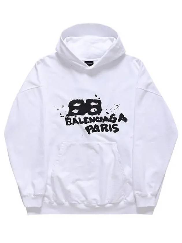 Luxury Balenciaga Trending 2026 BB Icon Logo Large Fit Hoodie White