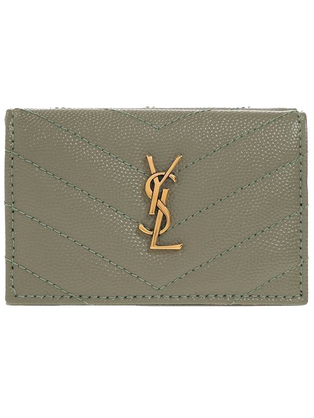Luxury Saint Laurent Trending 2025 Monogram Quilting Leather Half Wallet Green