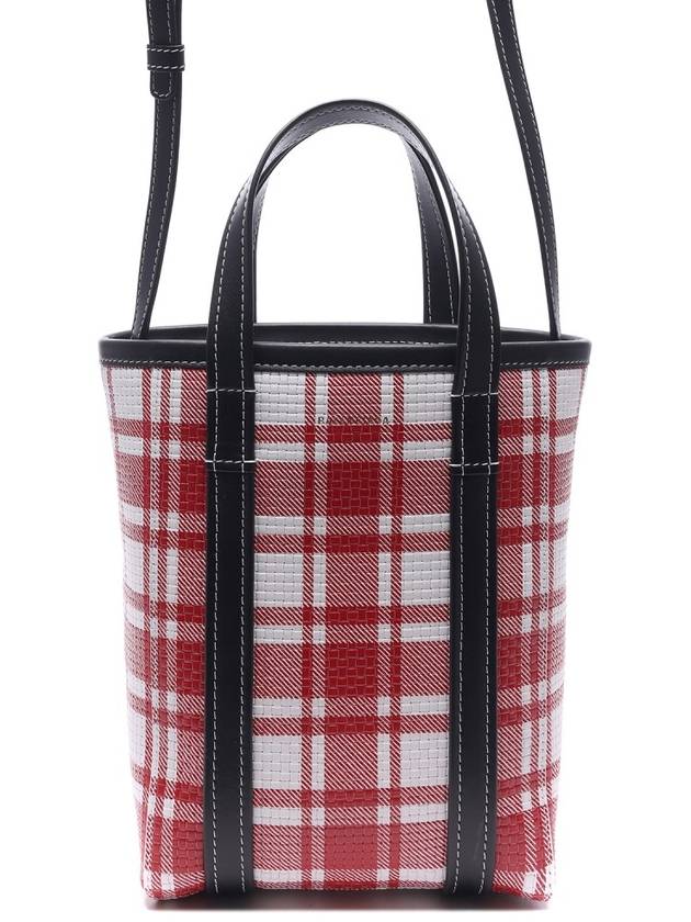 Luxury Balenciaga Trending 2026 Check Barbes Small North South Shopper Tote Bag Red