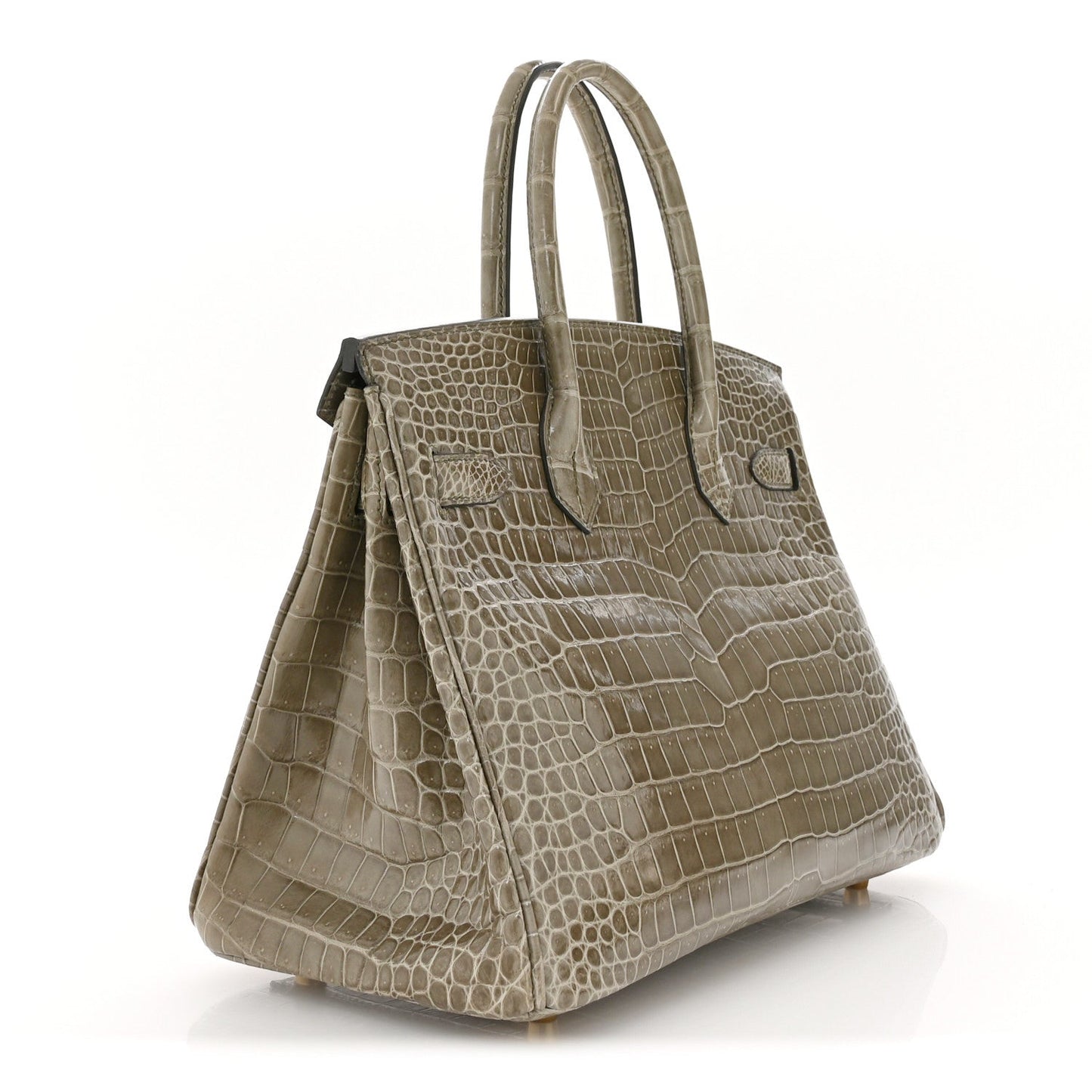 Hermes Shiny Porosus Crocodile Birkin 30 Gris Tourterelle