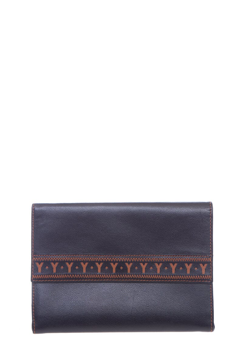 Saint Laurent    Black and Brown Stitch Leather Wallet