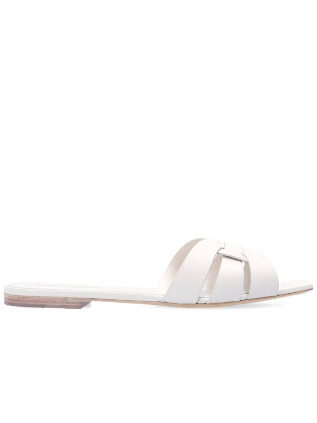 Luxury Saint Laurent Trending 2025 Tribute Smooth Leather Mules White