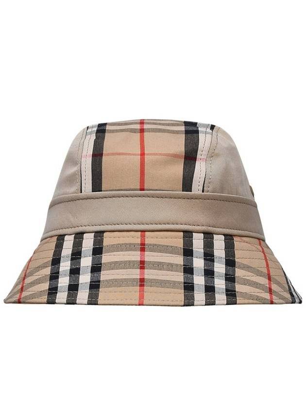 Luxury Burberry Check Pattern Bucket Hat Beige