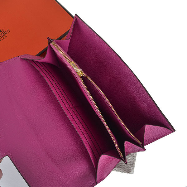 Luxury Hermes Wallet H6023 Wallet Cow Leather Pink