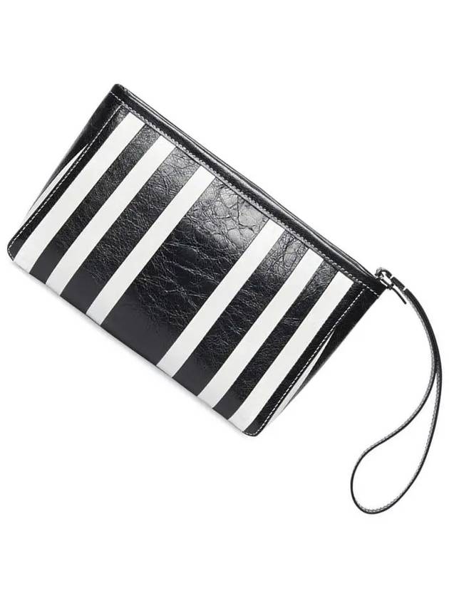Luxury Balenciaga Trending 2026 Barbes Striped Zipper Clutch Bag Black