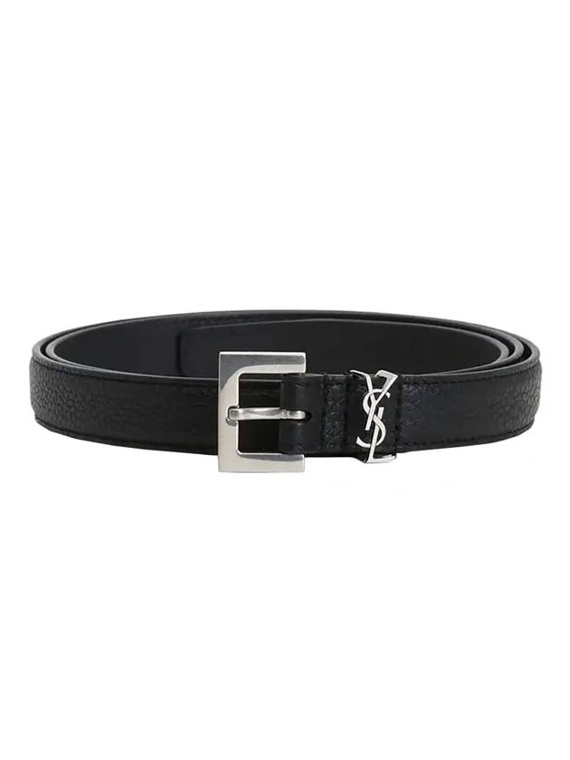 Luxury Saint Laurent Trending 2025 Men's Monogram Grain Belt Black