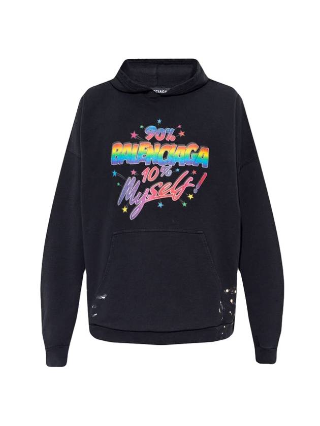 Luxury Balenciaga Trending 2026 Logo Graphic Print Cotton Oversized Hoodie Black