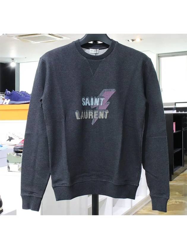 Luxury Saint Laurent Trending 2025 Logo Print Cotton Sweatshirt Grey