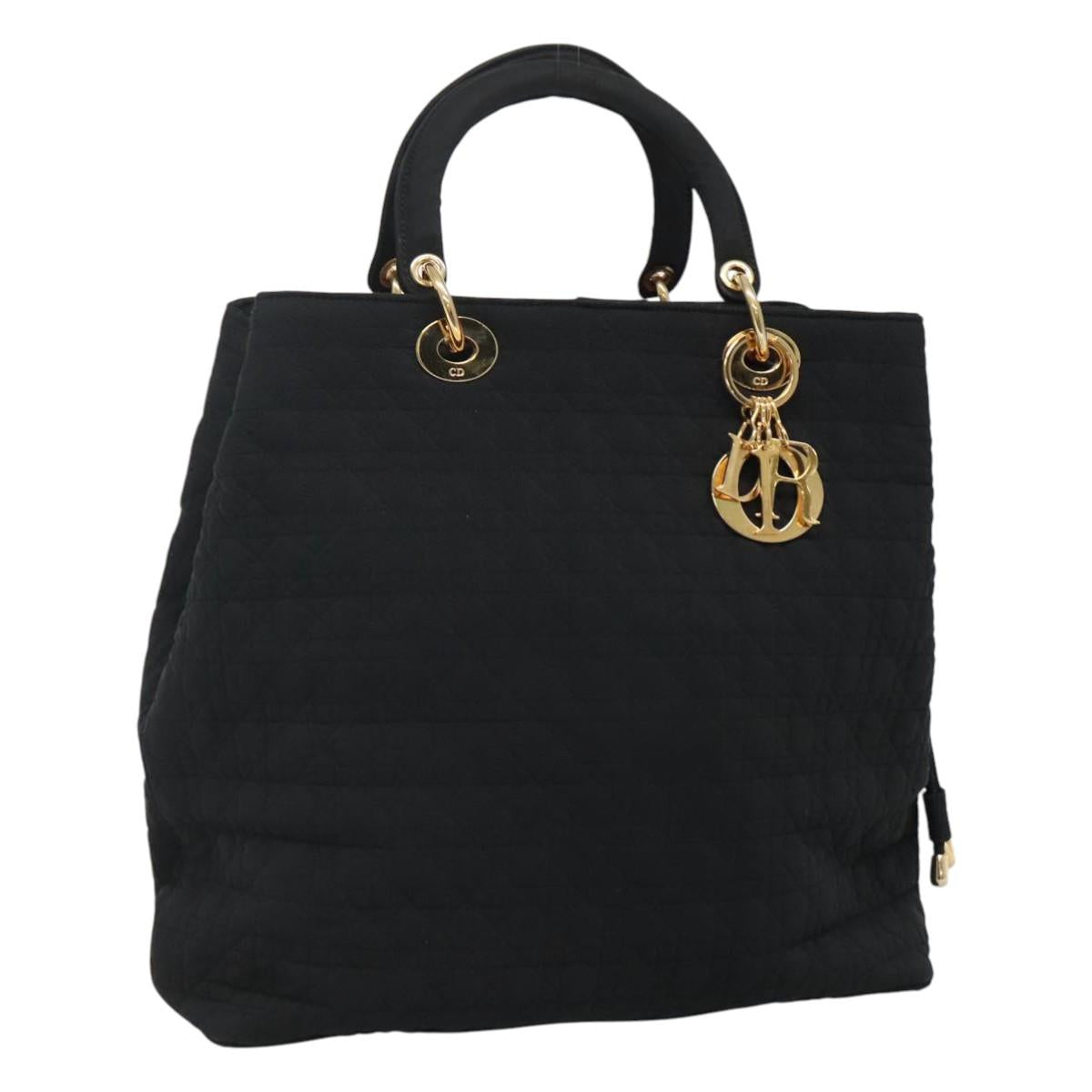 Christian Dior Lady Dior Bag Nylon Black Nylon Handbag ()