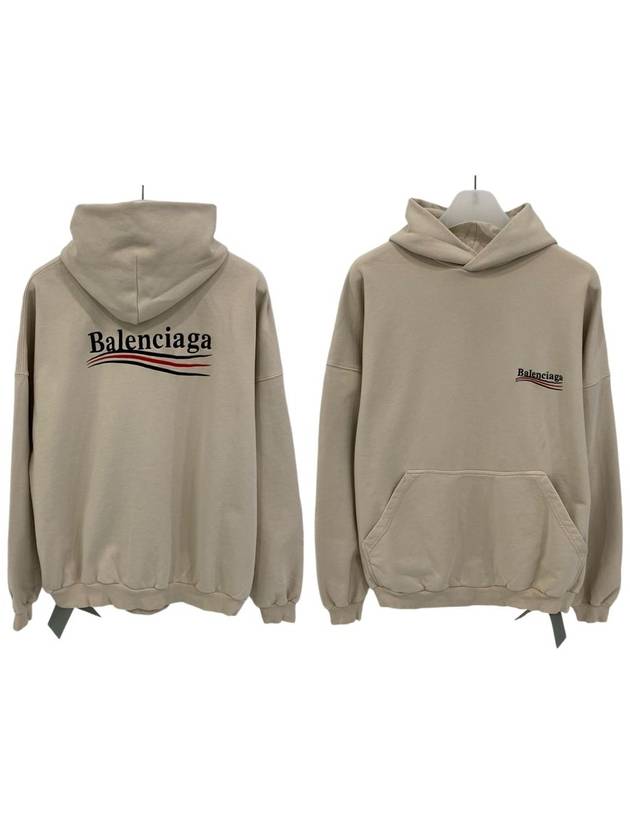 Luxury Balenciaga Trending 2026 Embroidered Logo Cotton Hoodie Beige