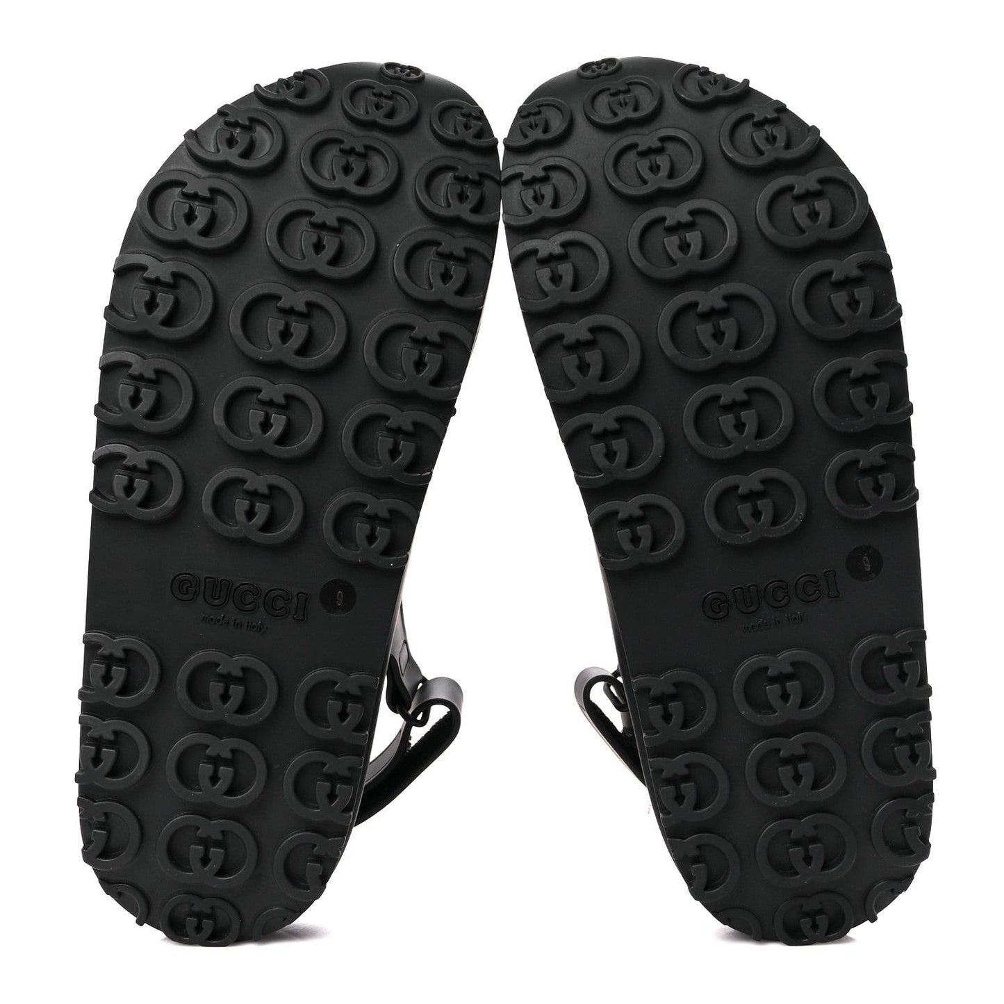 Gucci Soft Rubber Mens Horsebit Platform Slingback Sandals 9 Black