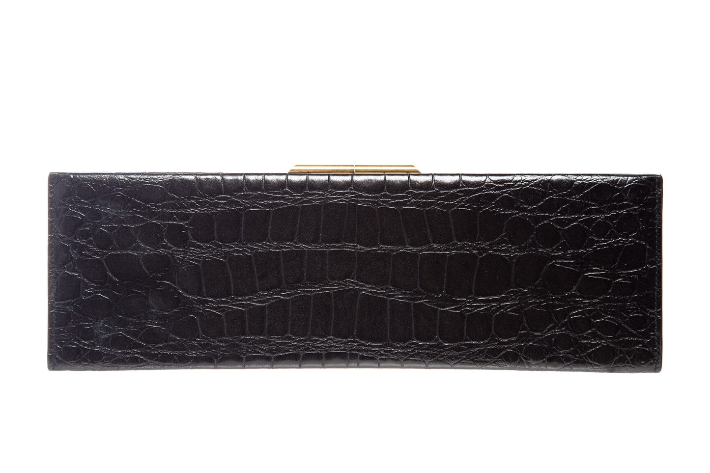 Saint Laurent Black Croc Embossed Clutch