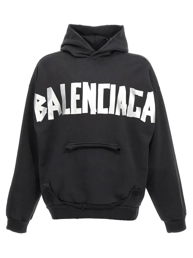 Luxury Balenciaga Trending 2026 Logo Tape Cotton Hoodie Black