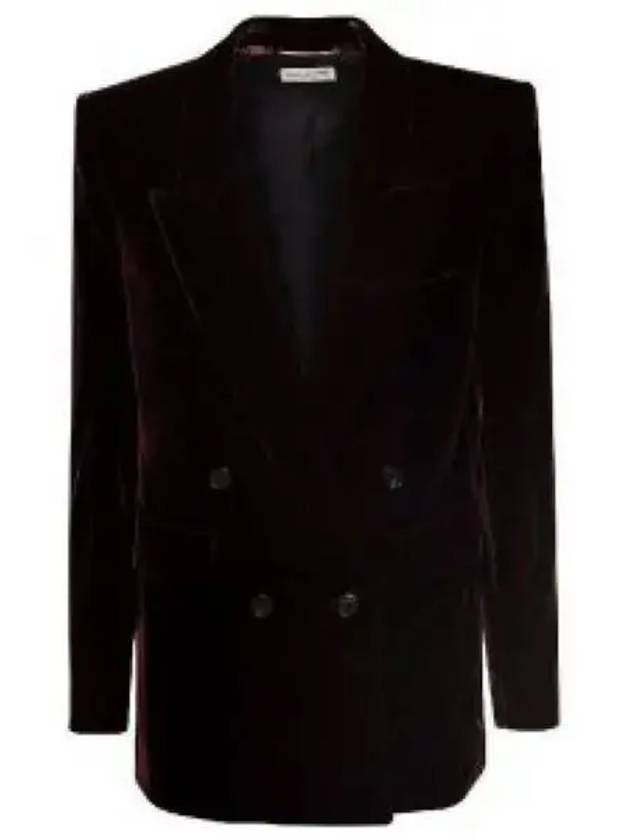 Luxury Saint Laurent Trending 2025 Double Breasted Velvet Jacket Red