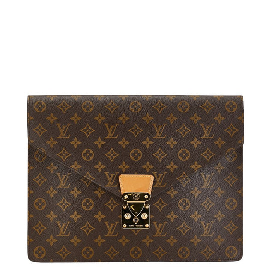 Louis Vuitton Monogram Porte Document Senator Business Bag Backpack M53335 Brown PVC Leather Mens LOUIS VUITTON