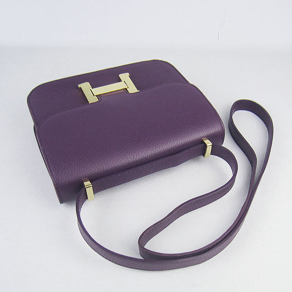 Luxury Hermes Constance Cowskin Leather Bag H017 purple golden