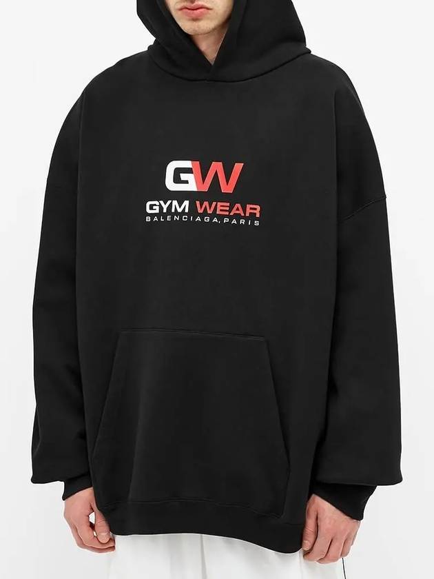 Luxury Balenciaga Trending 2026 Gymwear Logo Print Cotton Hoodie Black