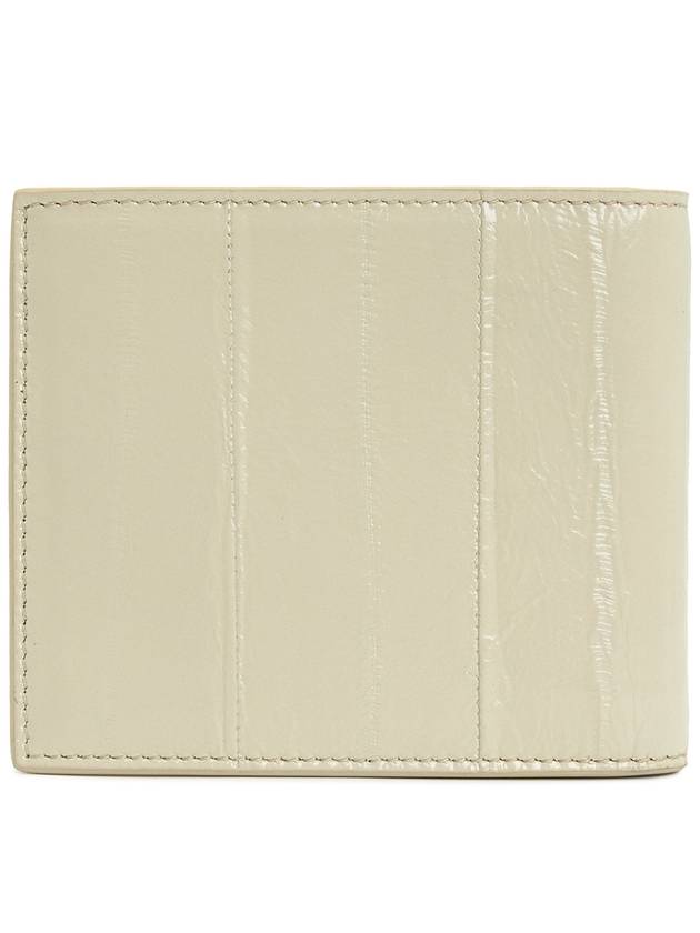 Luxury Saint Laurent Trending 2025 Texture Leather Half Wallet Beige