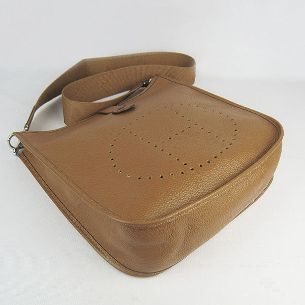 Luxury Hermes Evelyne I handbag H6309 light coffee silver