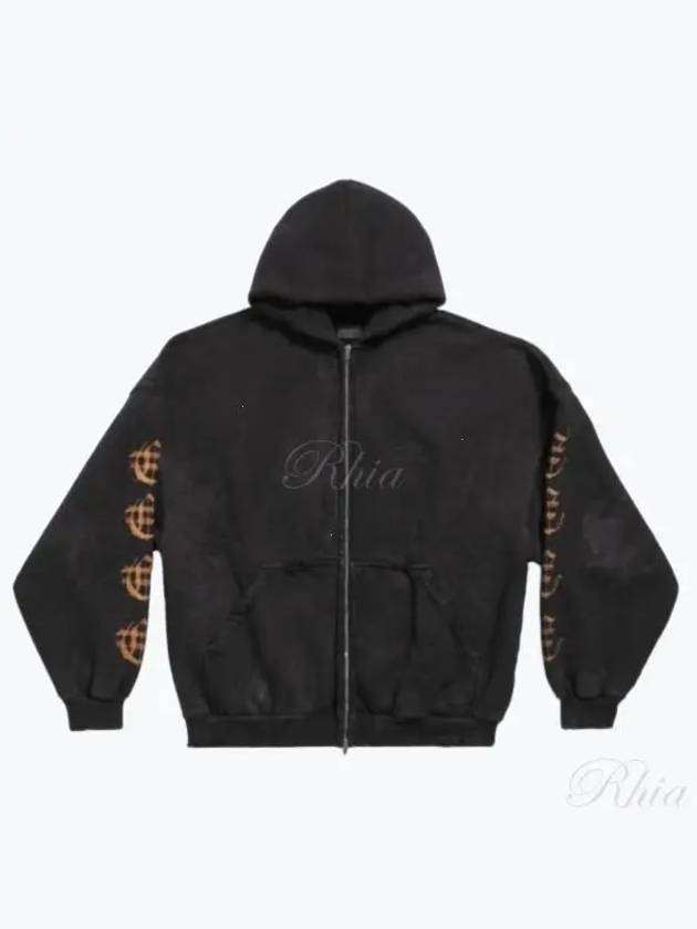 Luxury Balenciaga Trending 2026 Heavy Metal Oversized Zip-Up Hoodie Black