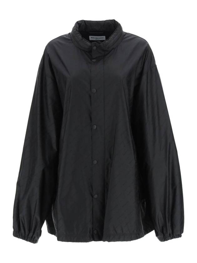 Luxury Balenciaga Trending 2026 Men's All-Over Logo Rain Jacket Black