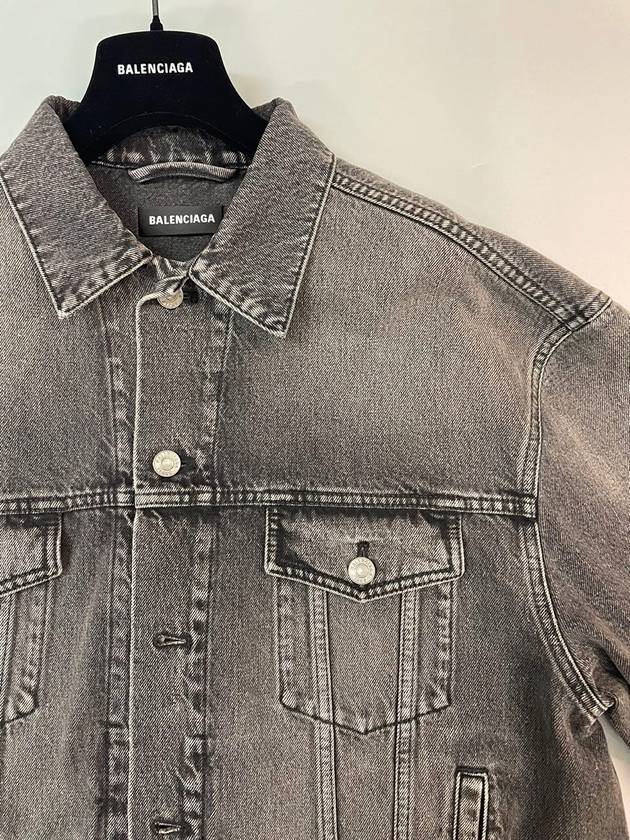 Luxury Balenciaga Trending 2026 Notre Dame Print Denim Jacket Black