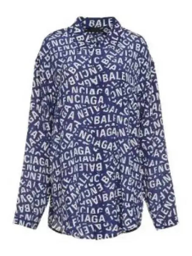 Luxury Balenciaga Trending 2026 All Over Logo Shirt Blue