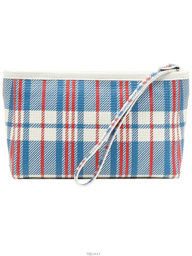 Luxury Balenciaga Trending 2026 Multi check printed gold lettering logo hand strap Babes pouch clutch