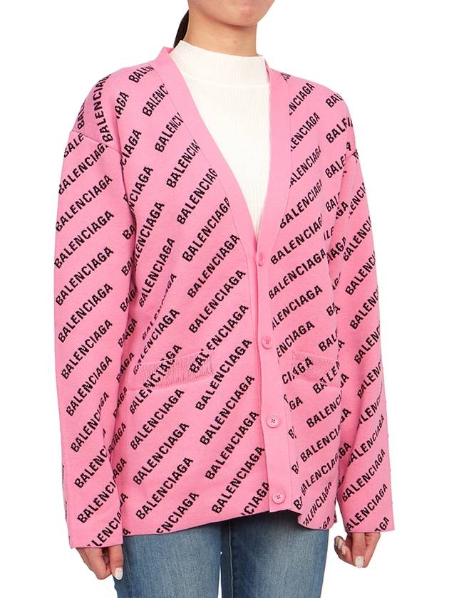 Luxury Balenciaga Trending 2026 All-Over Logo Cardigan Pink