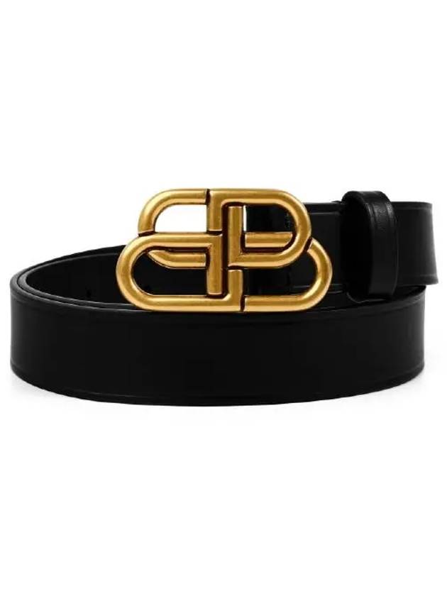 Luxury Balenciaga Trending 2026 BB Buckle Belt Black Gold