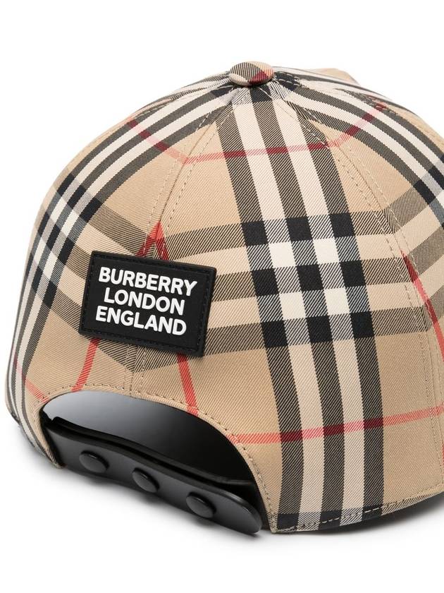 Luxury Burberry logo applique vintage check ball cap beige