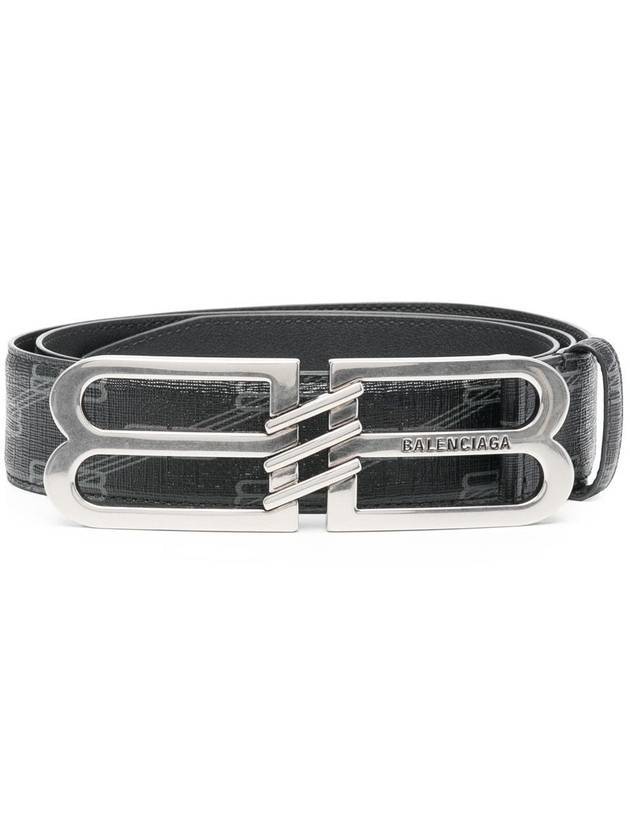 Luxury Balenciaga Trending 2026 BB Signature Monogram Canvas Leather Belt Black