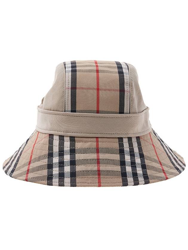 Luxury Burberry Check Pattern Bucket Hat Beige