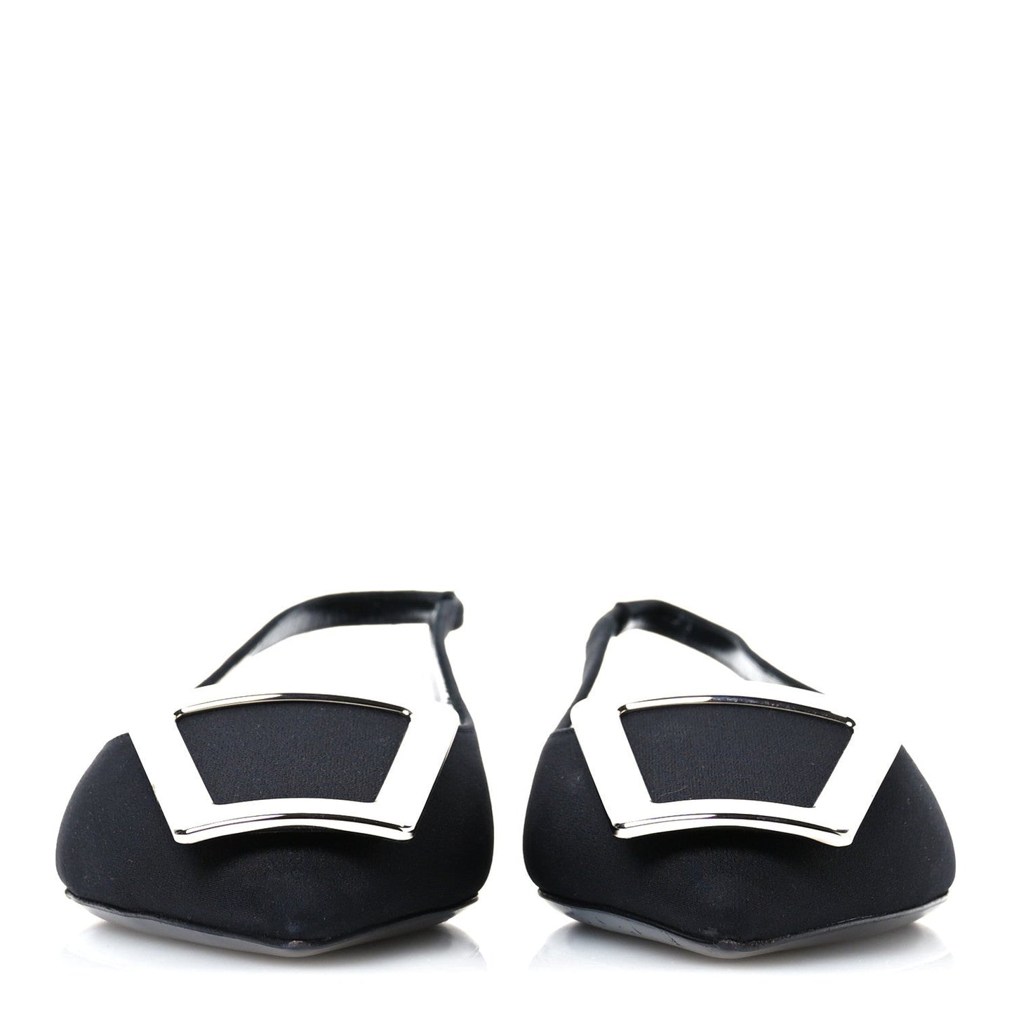 Saint Laurent Crepe De Chine Vivi 10 Plate Slingback Flats 37 Black