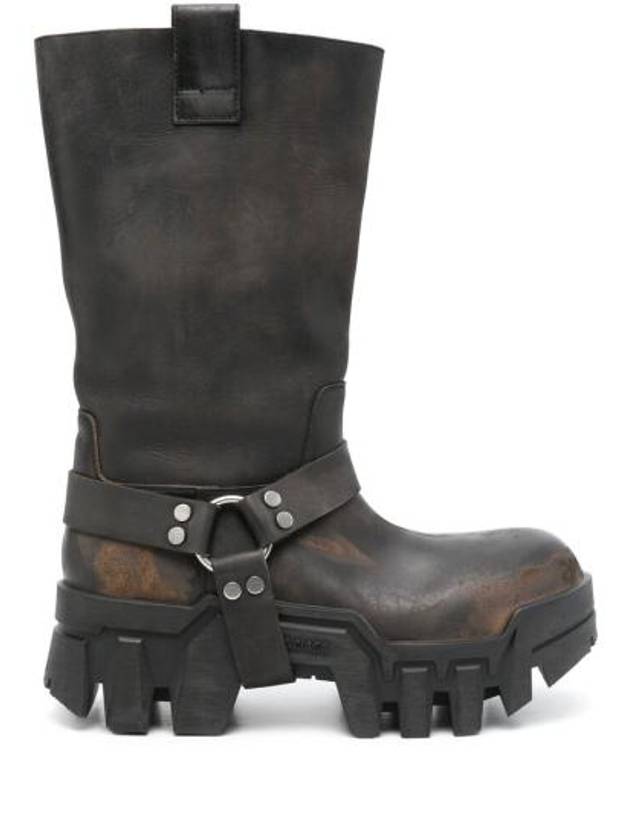 Luxury Balenciaga Trending 2026 Bulldozer Harness Leather Worker Boots Black