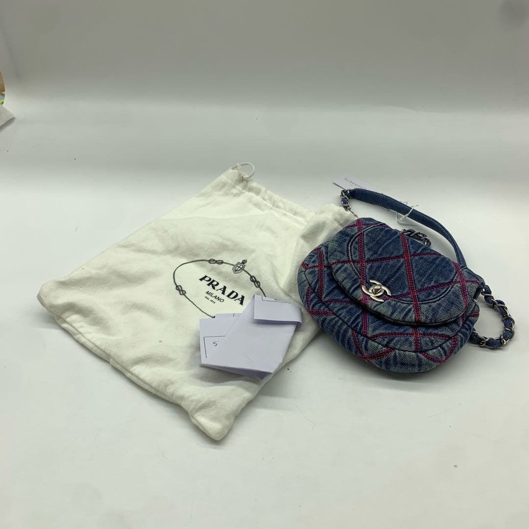 Chanel Half Moon Flap Canvas Shoulder Bag