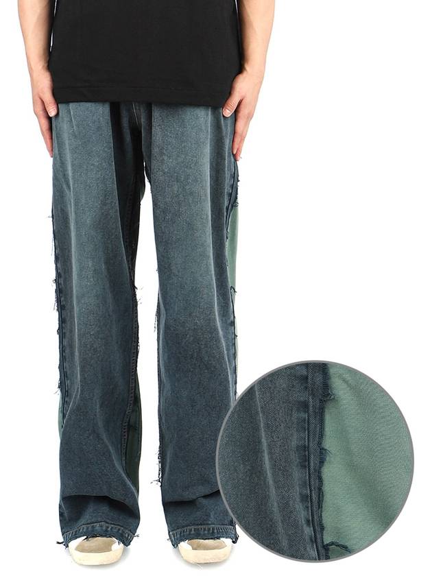 Luxury Balenciaga Trending 2026 Wide Leg Panelled Jeans Blue